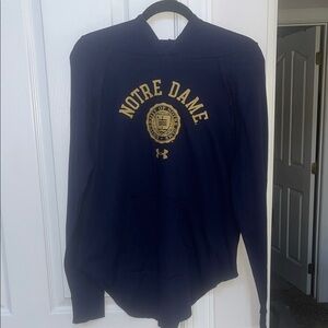 NWT Under Armour Loose navy blue Notre Dame waffle knit long sleeve hooded top M